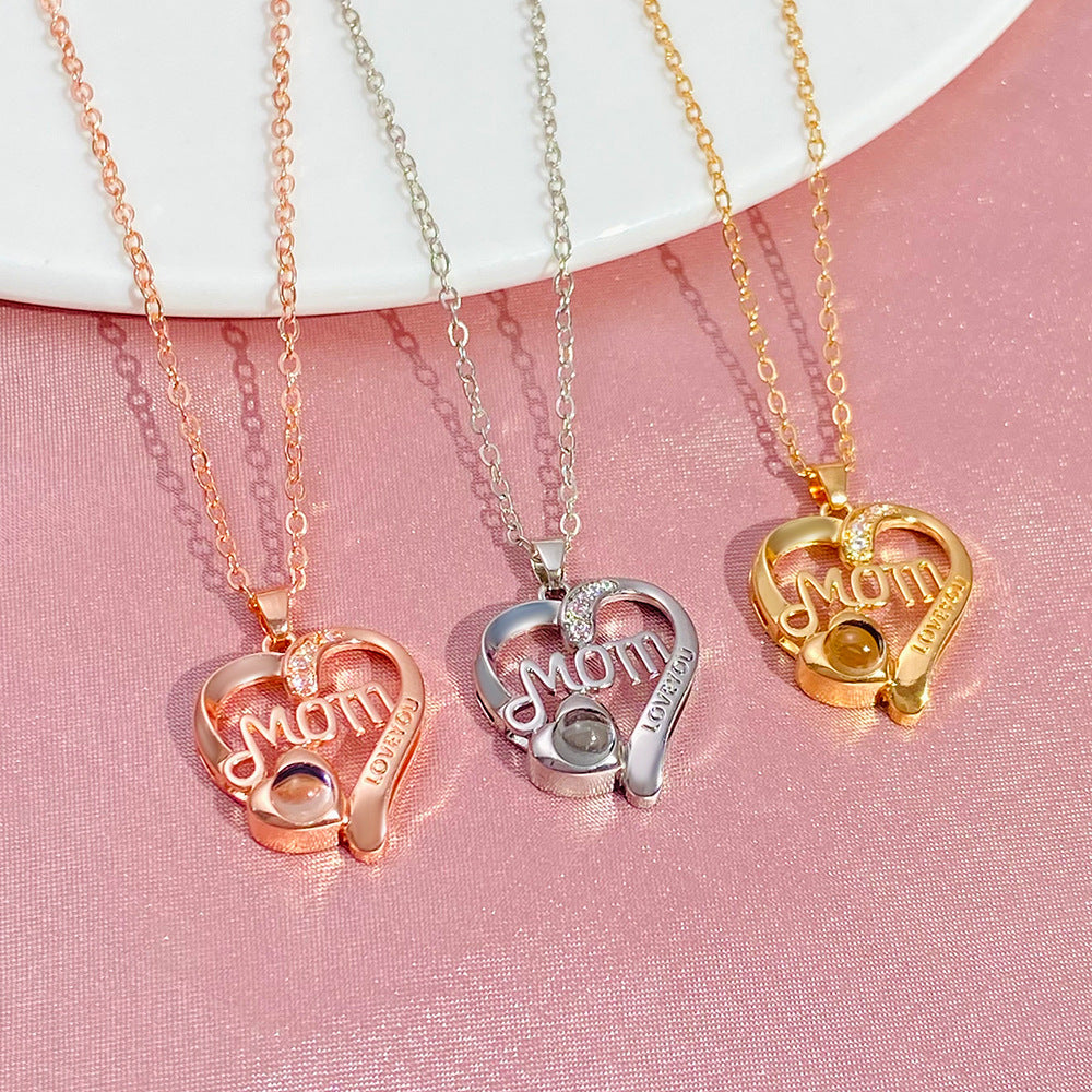 Wholesale mother's day gift MOM letter heart-shaped necklace
